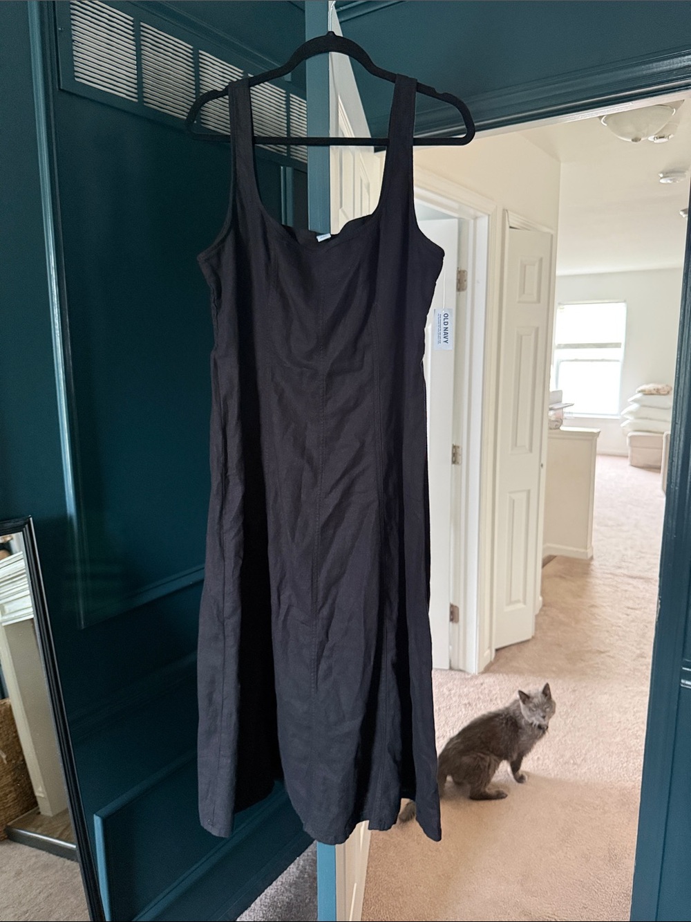 Old Navy Black Sleeveless Scoop-Neck Linen-Blend Dress
